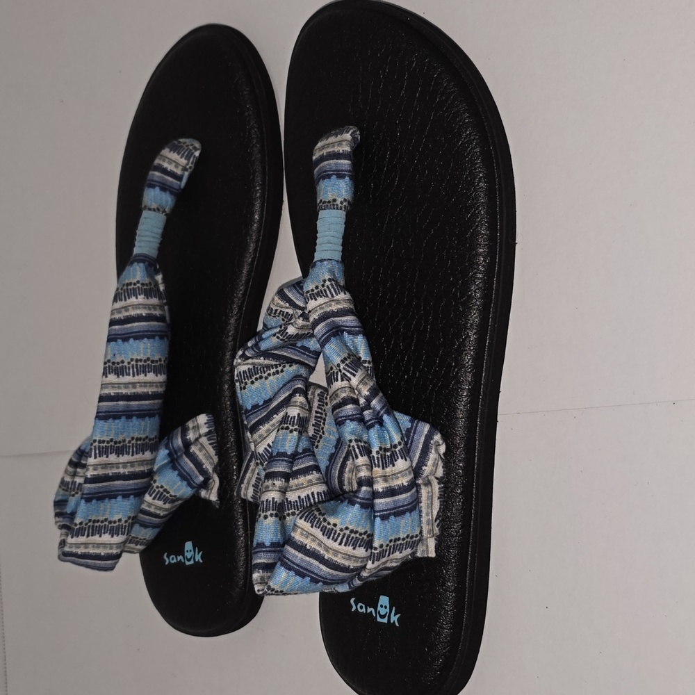 Sanuk Women's Yoga Sling 2 Print Vintage Sandal Blue Topaz Island Stripe Size 9 - Picture 4 of 16